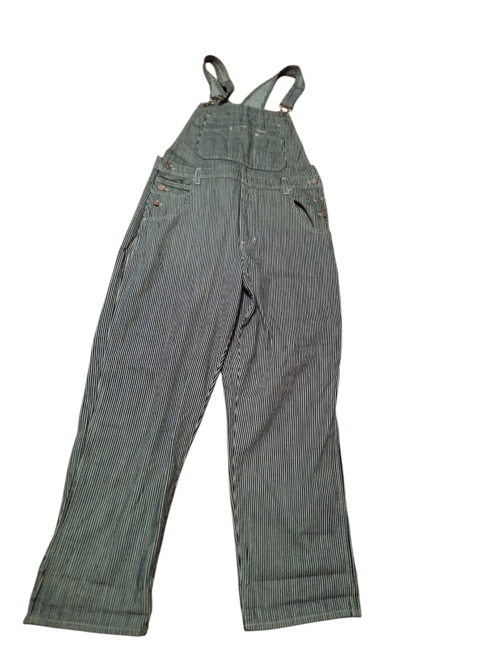 Gap Railroad Striped Overalls Ladies Medium LOOSE Fit navy pinstripe Bohemian